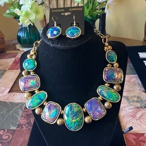 Bombay Gold and Green Purple Necklace Set